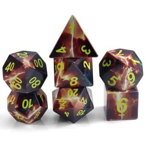 Custom UV Printed Lightning Sharp Edges Unique DnD Dice Set