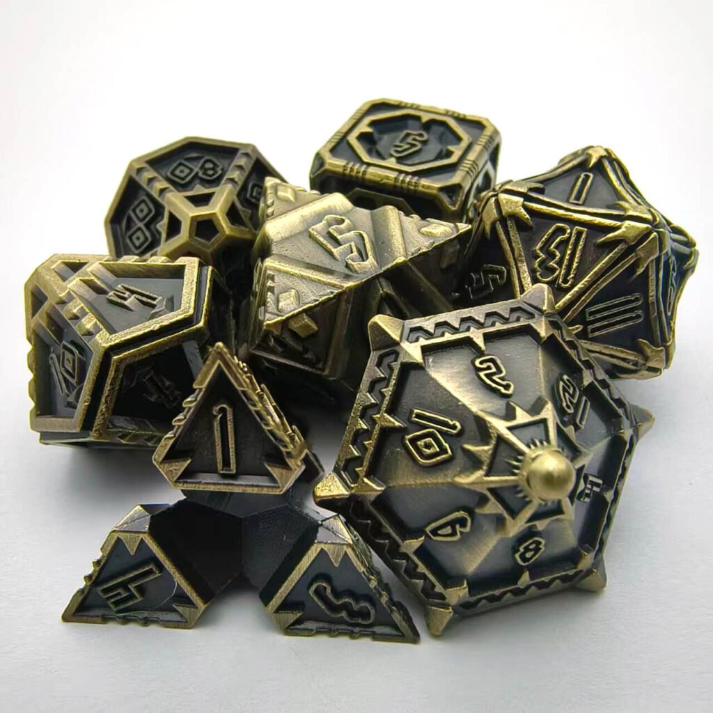 antique bronze metal dice